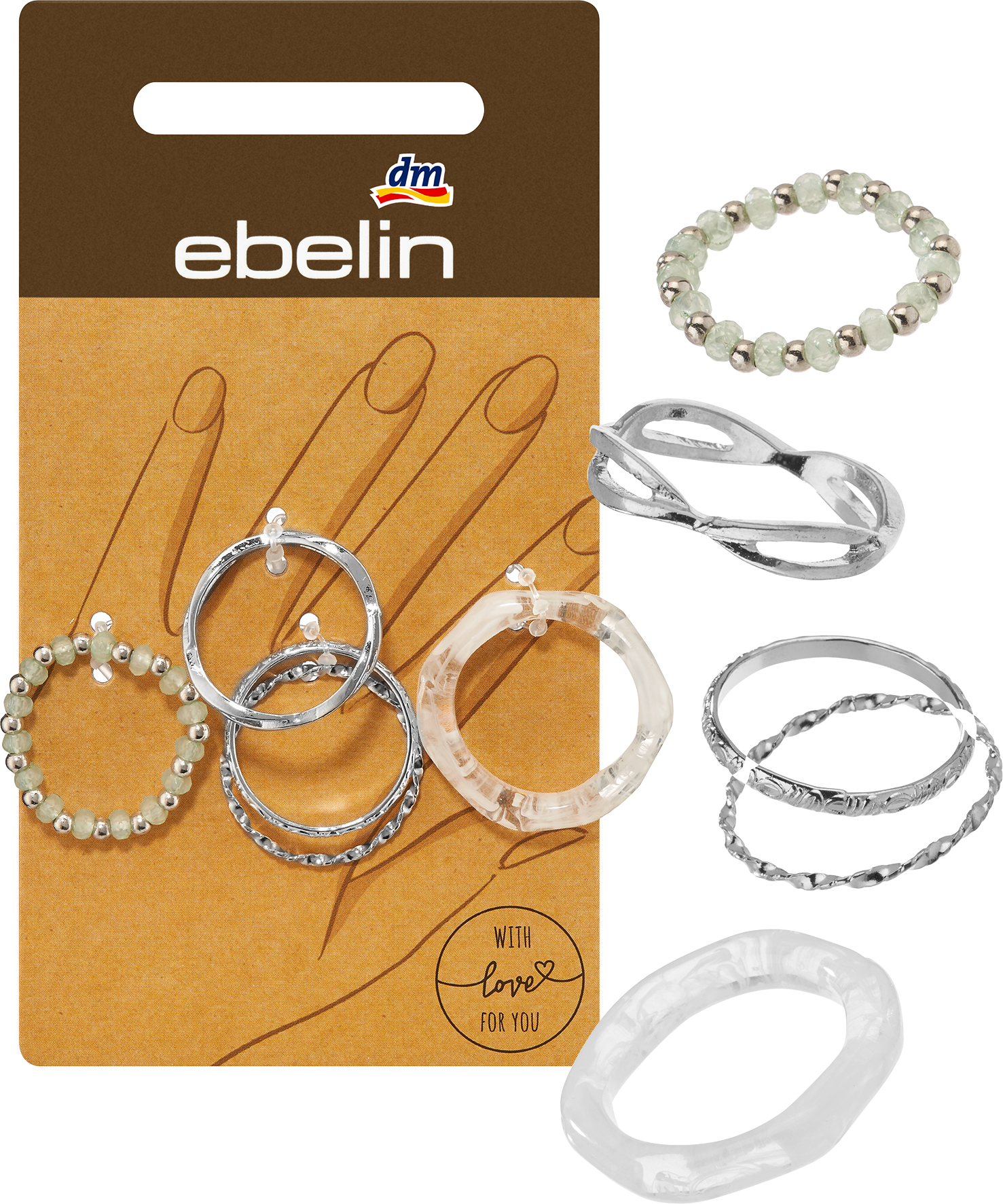 Mehrfachringe Silber-Optik