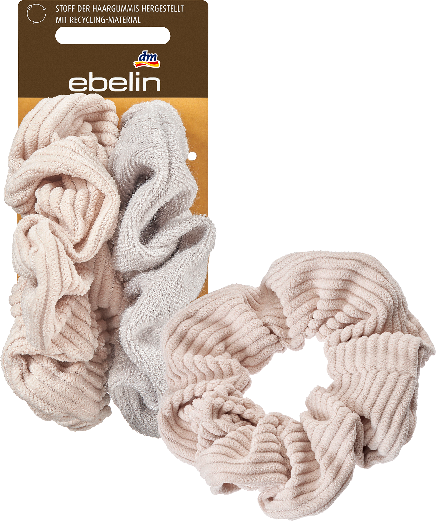Scrunchies recyceltes Polyester beige, grau
