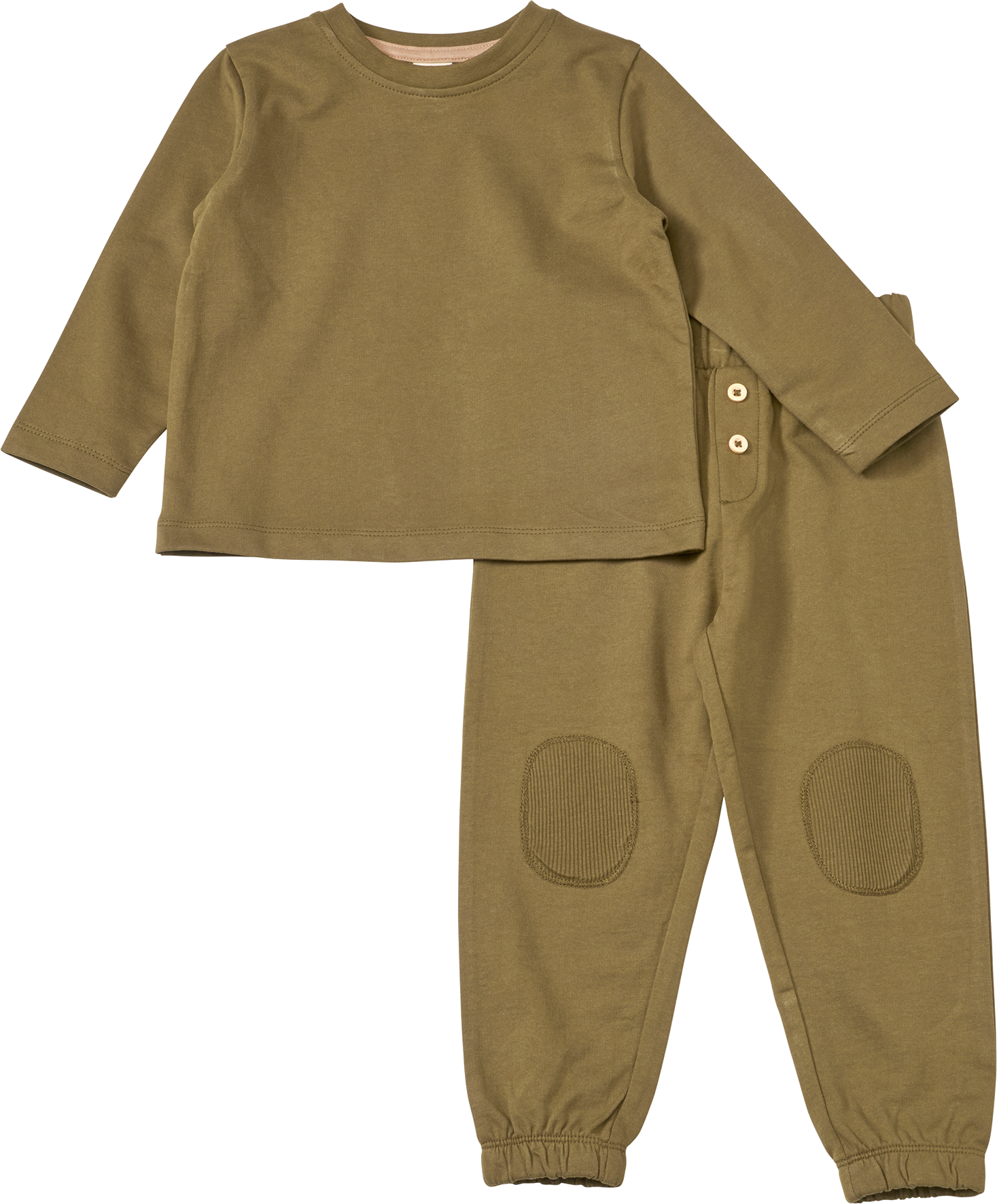 Set mit Langarmshirt & Jogginghose mit Patches, grün, Gr. 98