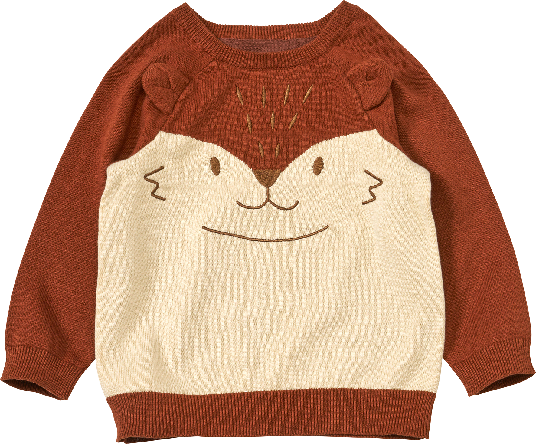 Pullover aus Strick mit 3D-Fuchsohren-Applikation, braun, Gr. 104