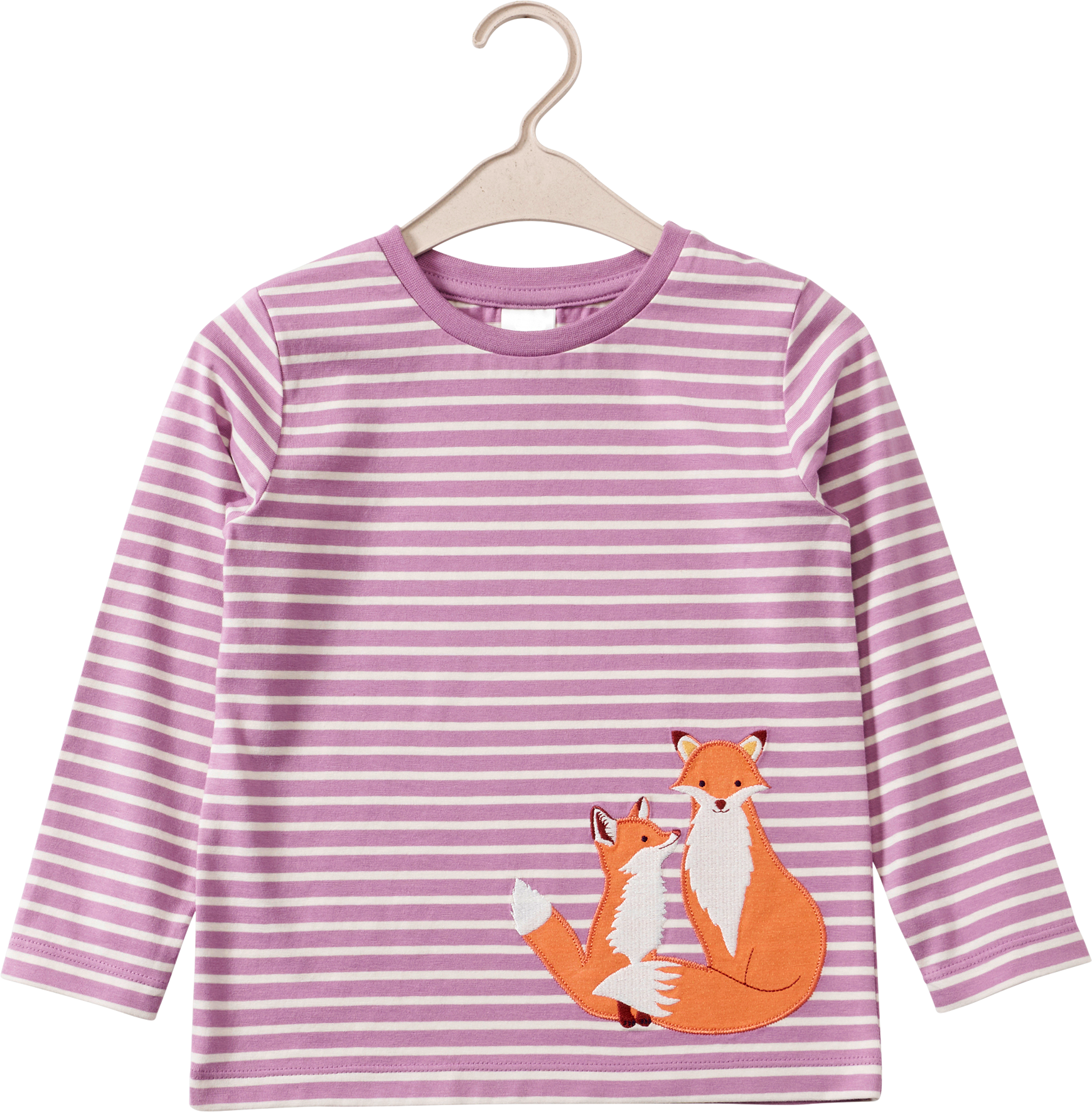 Langarmshirt mit Fuchs-Applikation, lila, Gr. 104