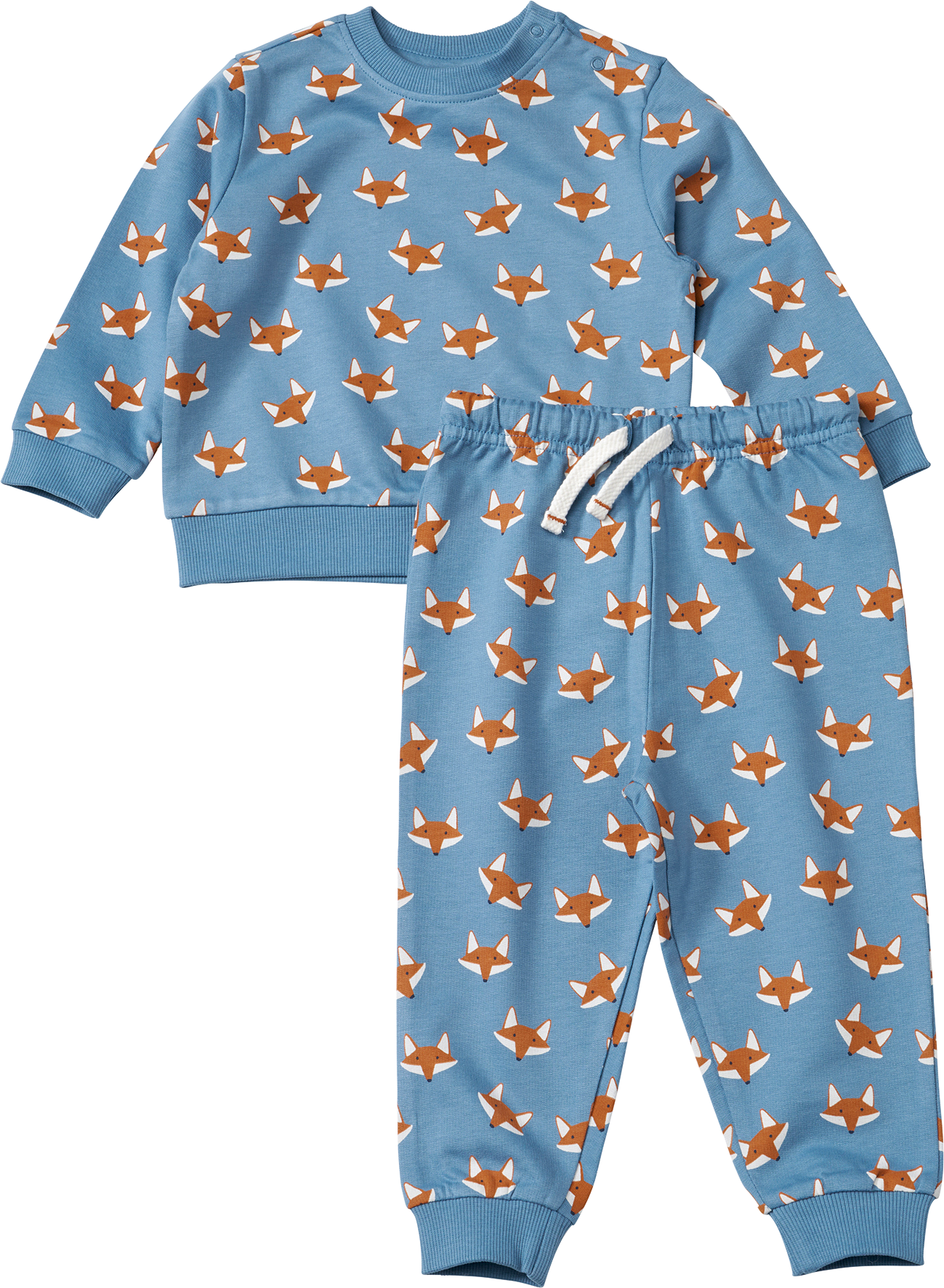 Set mit Sweatshirt & Hose mit Fuchs-Muster, blau, Gr. 80