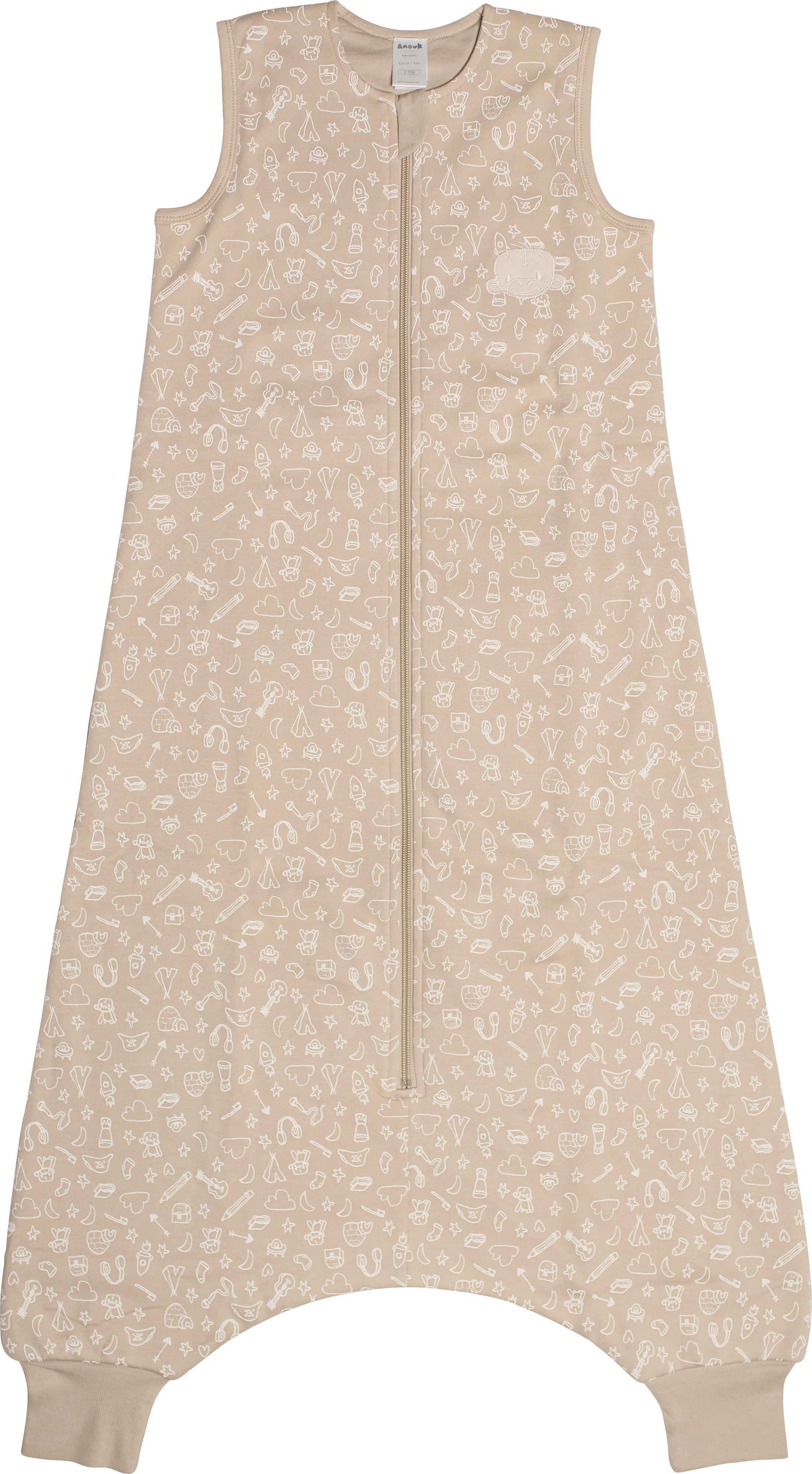 Anouk Schlafsack mit Beinen 2 TOG mit Anouk-Muster & Affi-Applikation, beige, 110 cm