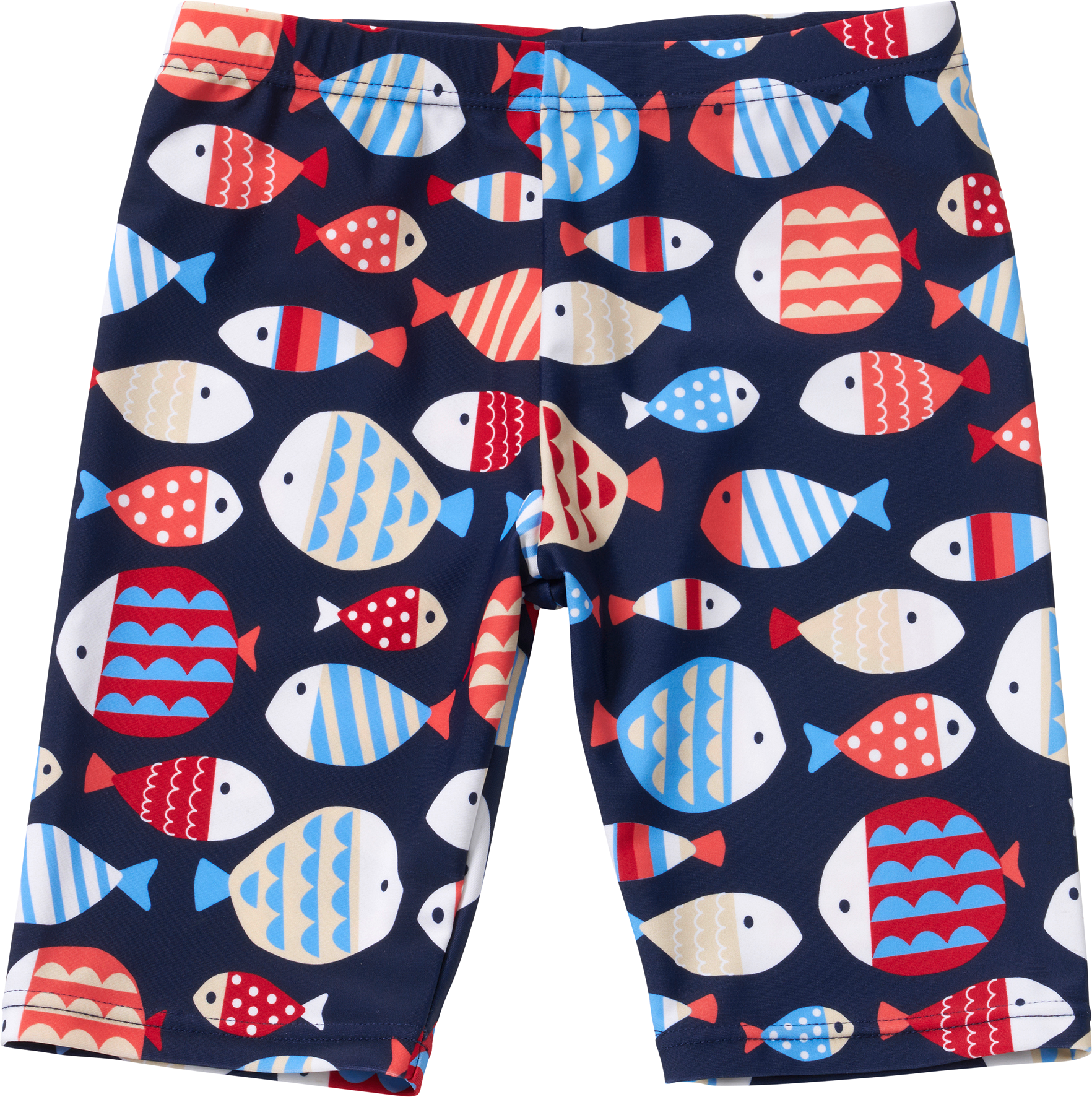 UV Badehose mit Fisch-Muster, blau & rot, Gr. 110/116