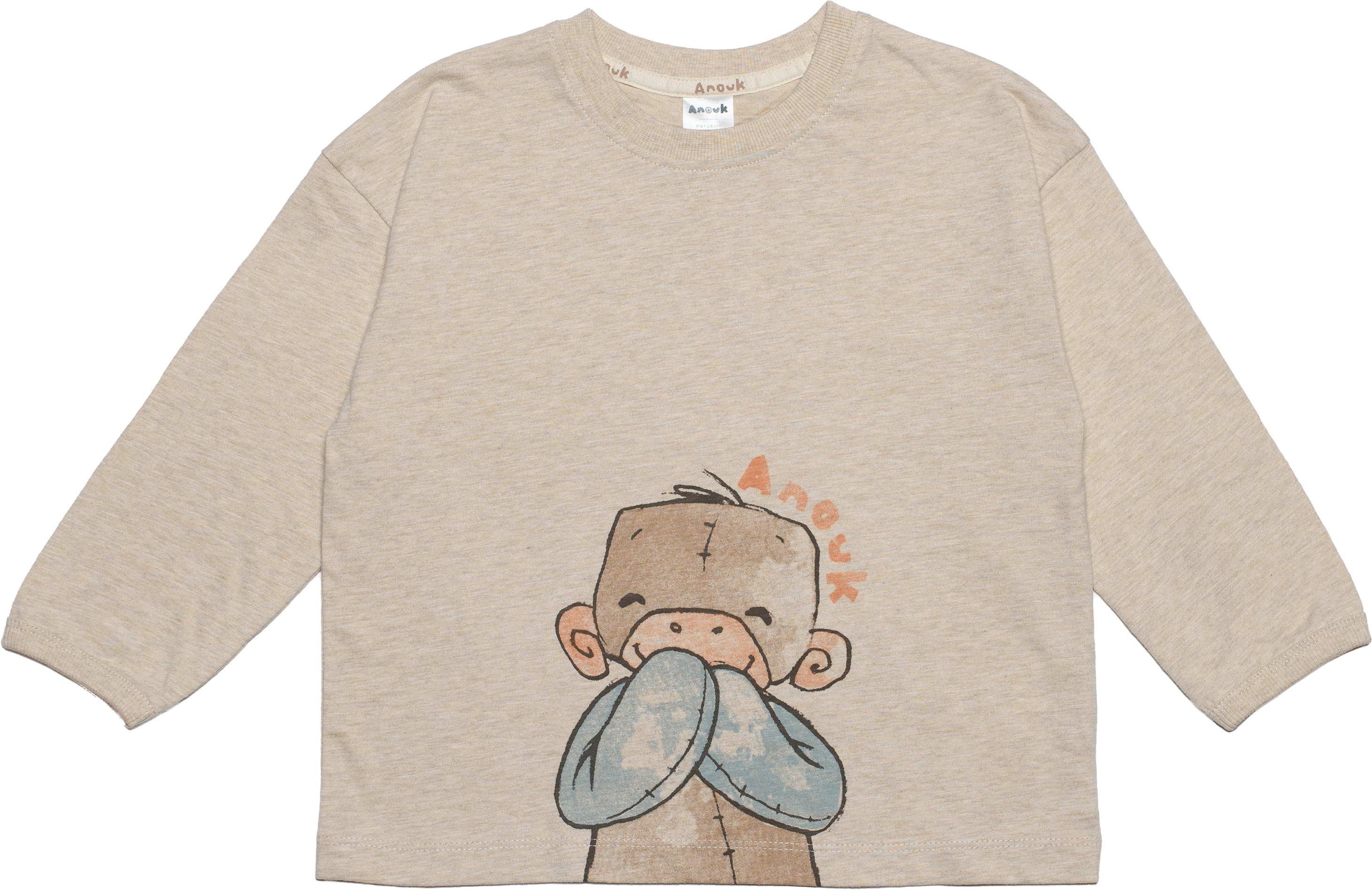 Anouk Langarmshirt mit Affi-Motiv, beige, Gr. 110