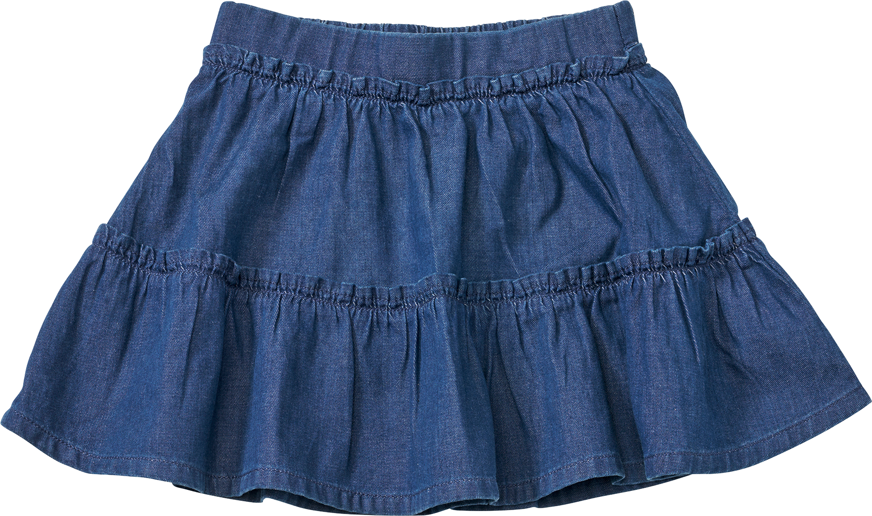 Rock aus Jeans-Stoff & mit Rüschen, blau, Gr. 122