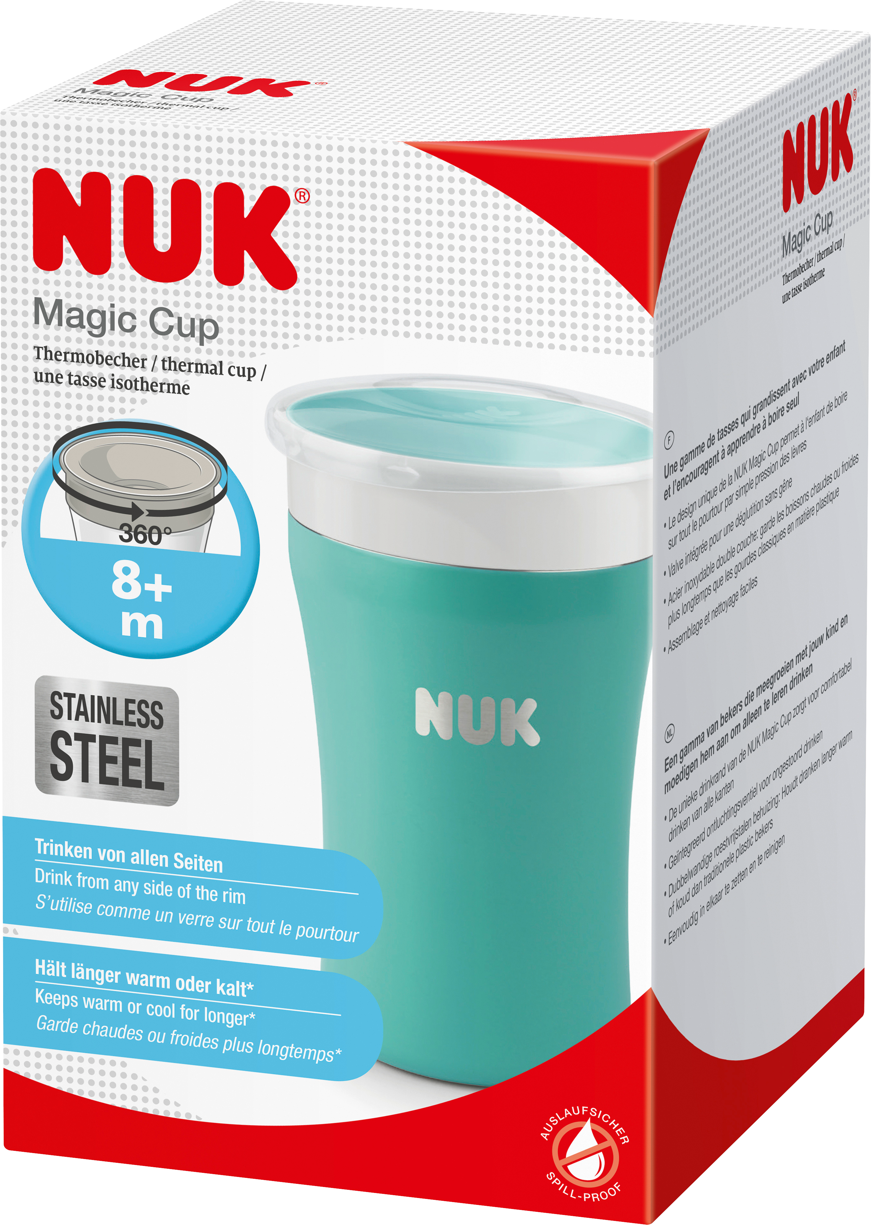 Trinklernbecher Magic Cup Edelstahl türkis, 230 ml