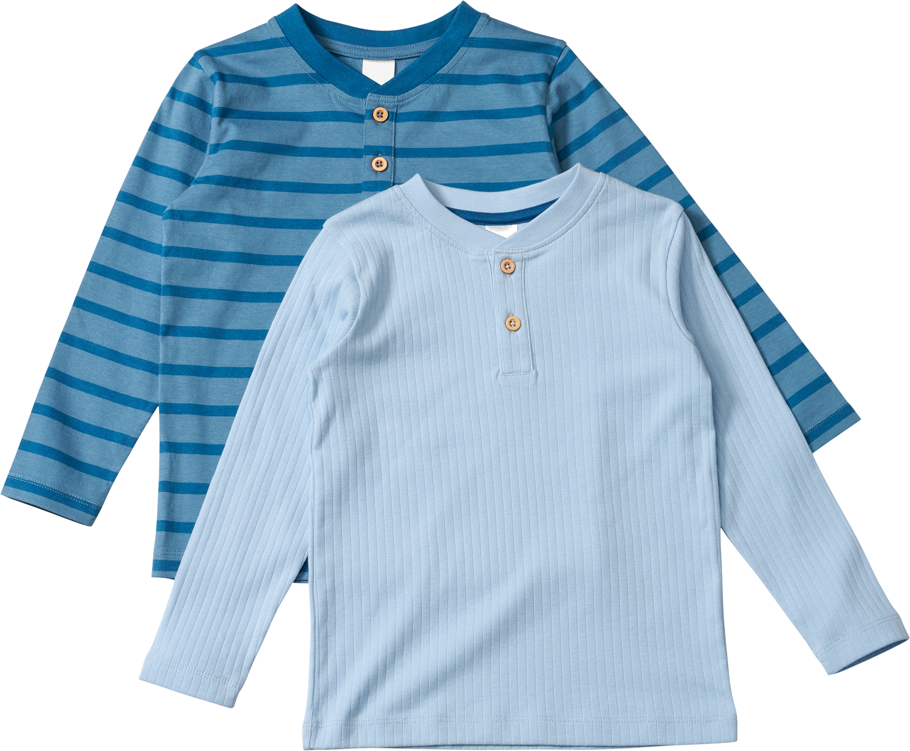 Langarmshirts mit Ripp-Struktur & Ringel-Muster, blau, Gr. 104