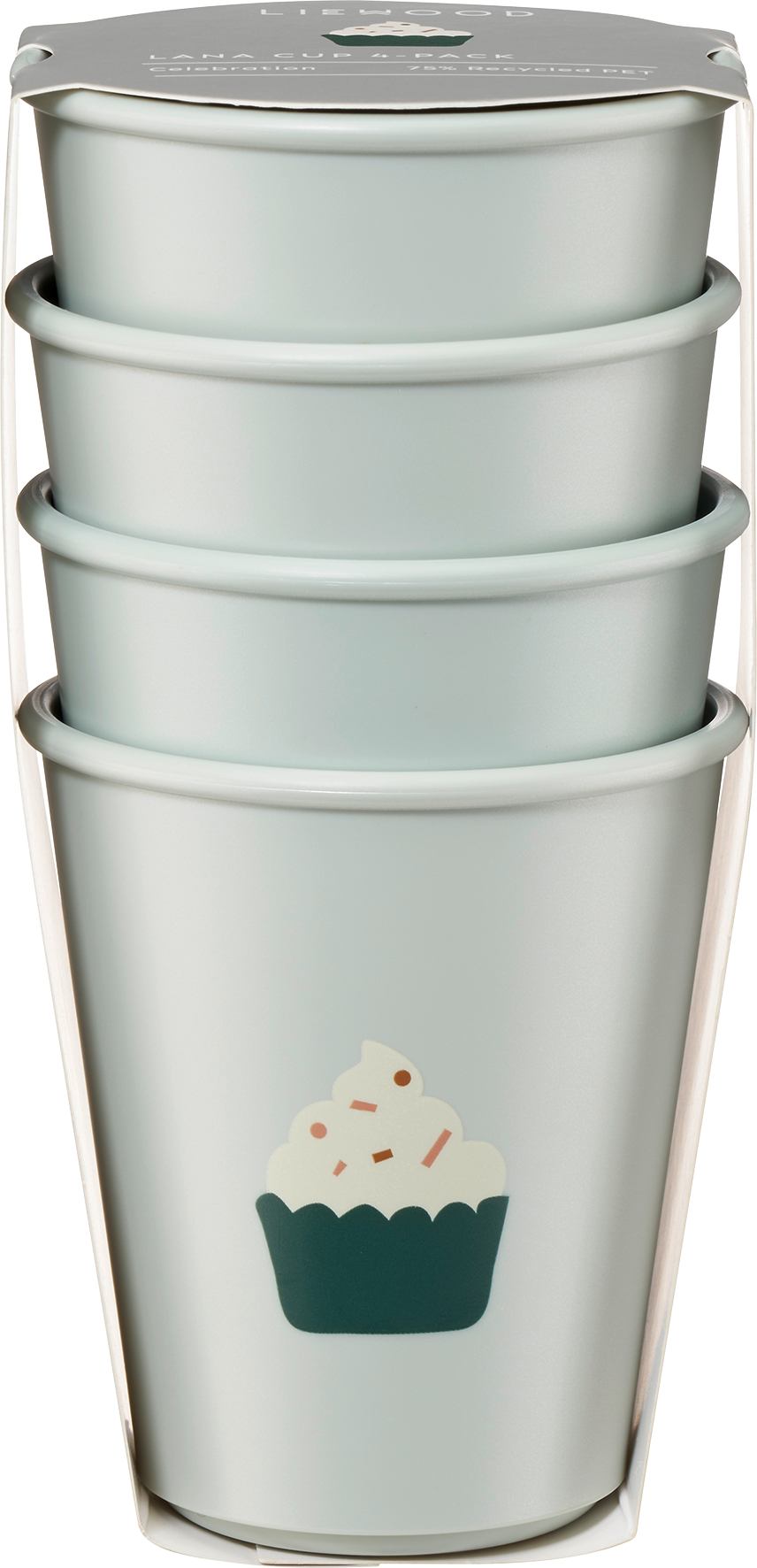 Becher aus recyceltem PET-Material "Celebration", dusty mint (9x8 cm)