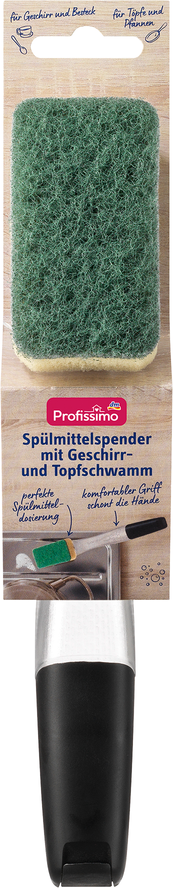 Spülmittelspender mit Geschirr- und Topfschwamm